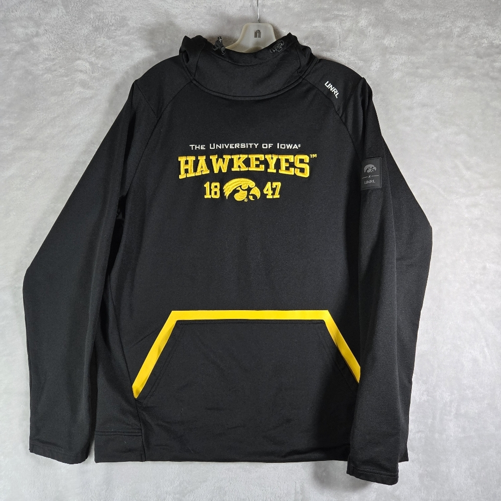 UNRL Iowa Hawkeyes Legacy Hoodie Mens Size Large L Sweatshirt Black Pullover